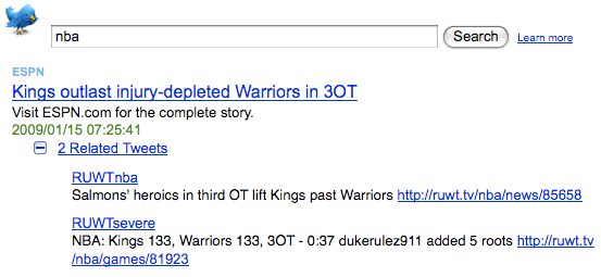 'NBA' on Y! News latest enhanced by Twitter
