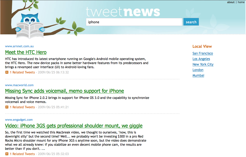 TweetNews IPhone (London Ranking)